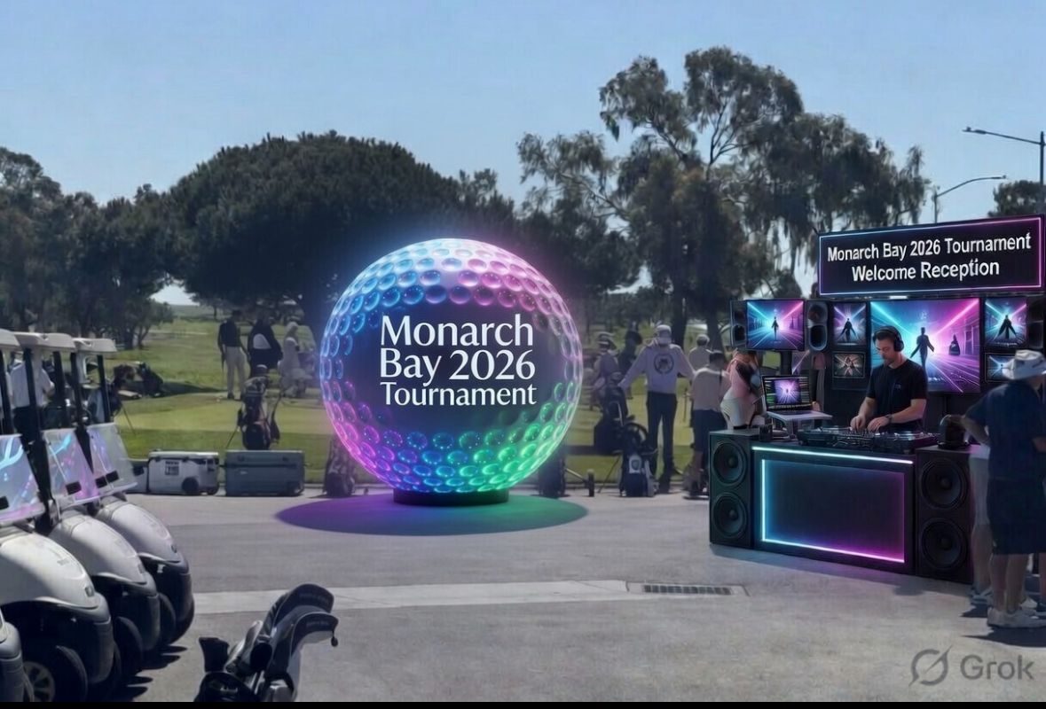 LED golf ball display at the Monarch Bay 2026 Tournament